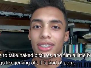 Сладурана млад латино има негов първи гей секс филм